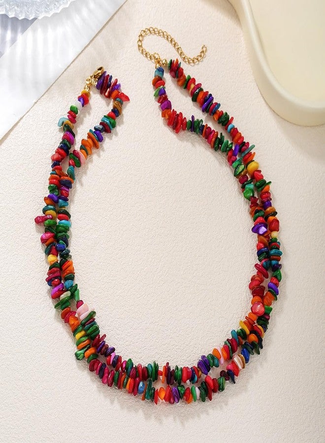 SCRDPRAD Colorful Puka Shell Necklace for Women Handmade Adjustable Natural Cowrie Seashell Necklace Choker Hawaii Summer Beach Holiday Surfer Jewelry-C - Image 2